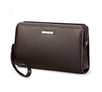 QTYQWC Herren-Geldbörse, echtes Leder, Münzfach, Langer Reißverschluss, Geldbörse für Herren, Clutch, Business-Geldbörse für Männer, große Herren-Geldbörsen (Farbe: A)