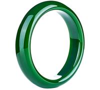 QTYQWC Jade-Armreif für Frauen, echte natürliche grüne Glücksgeschenke mit Schmuckschatulle (Farbe: rund 8 mm, Größe: 51-52 mm)
