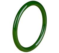 QTYQWC Jade-Armreif für Frauen, echte natürliche grüne Glücksgeschenke mit Schmuckschatulle (Farbe: rund 8 mm, Größe: 51-52 mm)