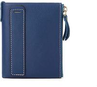 QTYQWC Karten-Geldbörsen, Damen-Leder-Geldbörse, weibliche Geldbörse, echtes Leder, Kurze Damen-Clutch-Geldbörsen, Ausweishalter, Geldtaschen (Farbe: Blau)