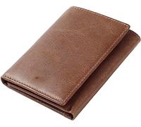 QTYQWC Karten-Geldbörsen Herren-Geldbörse Vintage Echtleder Trifold-Geldbörsen und Geldbörsen Kurzes Design Kreditkartenetui Münzgeldbörse (Farbe: A)