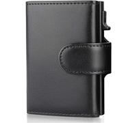 QTYQWC Kartenetuis, Aluminium-Kreditkartenetui, multifunktional, blockierend, dreifach faltbar, intelligente Herren-Geldbörsen, Leder, schlank, mit Münzfach