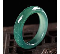 QTYQWC Klassischer natürlicher Blauer Jade-Ring für Männer und Frauen, Party, Hochzeit, Geschenk, Charme, natürlicher Jade, Glücksamulett-Schmuck (Gem Color: 00, Metal Color: Diameter18mm)