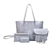 QTYQWC Laptop -Handtaschen für Frauen Herren Umhängetasche Kleine Leder -Freizeit -Frauen Handtasche 4 Set Umhängetasche Handtasche Tasche Halter Käufer Geldbeutel Rucksack mit Laptop -Fach Damen