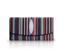 QTYQWC Mode Gestreifte Designer Echtes Rochenleder Dame Karte Geldbörsen Exotische Skate Haut Frauen Telefon Fall Weibliche Lange Kupplung Brieftasche, HF-0858