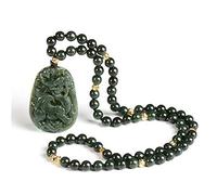 QTYQWC Natürlicher Jade-Anhänger, handgeschnitzte Jadeit-Anhänger, feine Halskette für Damen mit Kette, Modeschmuck (Edelsteinfarbe: Gelb, Länge: freie Größe)