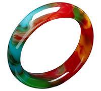 QTYQWC Natürlicher Jade-Armreif für Frauen, bunter chinesischer eleganter Achat-Schmuck für Muttergeschenk (Größe: 65 mm)