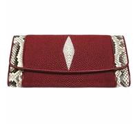 QTYQWC Patchwork-Design, echte echte Rochenhaut, Lange Damen-Clutch-Geldbörse, exotisches authentisches Leder, große Damen-Kartenhalter (schwarz 2), 19 cm x 10 cm x 3 cm, LKC-0182