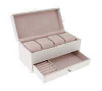 QTYQWC PU-Leder-Uhrenbox, Schmuckkästchen, Uhren, Aufbewahrungsbox, Organizer für Zuhause, Geschäft, Beige