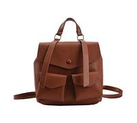 QTYQWC Qualität Pu Leder Rucksack Weibliche Mode Tasche Damen Kleinen Rucksack Einfarbig frauen Reisetasche (Braun)