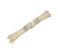 QTYQWC Schwarzes Gold-Silber-Uhrenarmband 21 mm 26 mm für Männer und Frauen, komplett aus Edelstahl, kompatibel mit AP ROYAL Oak-Armband, Faltschließe