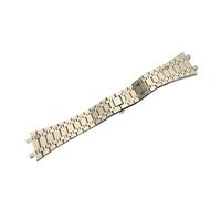 QTYQWC Schwarzes Gold-Silber-Uhrenarmband 21 mm 26 mm für Männer und Frauen, komplett aus Edelstahl, kompatibel mit AP ROYAL Oak-Armband, Faltschließe