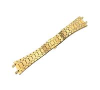 QTYQWC Schwarzes Gold-Silber-Uhrenarmband 21 mm 26 mm für Männer und Frauen, komplett aus Edelstahl, kompatibel mit AP ROYAL Oak-Armband, Faltschließe