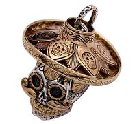 QTYQWC Schwer 925 Sterling Silber Mexikanischer Zuckerschädel Anhänger Roségold Hut Gothic Biker Schmuck für Männer Frauen