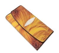 QTYQWC Thailand authentische exotische Rochenhaut weibliche große dreifach Faltbare Geldbörse aus echtem Leder Lady Phone Clutch Geldbörse Damen Kartengeldbörse