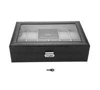 QTYQWC Uhrenbox mit 8 Fächern, Aufbewahrungsetui aus PU-Leder, Schmuckdisplaybox, Halter für Ringe, Armbänder, Halsketten, Ohrringe, Behälter-Organizer, schwarzer Uhren-Organizer zur Aufbewahrung und