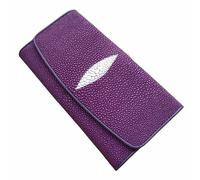 QTYQWC Unisex-Stil, authentische Rochenhaut, männlich und weiblich, Lange dreifach Faltbare Geldbörse aus echtem Leder, für Damen und Herren, große Clutch-Geldbörse, Damen-Geldbeutel (tiefblau)