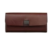 QTYQWC Vintage Original handgefertigte Lange Geldbörse aus pflanzlich gegerbtem Leder mit großer Kapazität, Kartenhalter, Clutch (Farbe: Schwarz, Größe: 19 x 9 x 3 m)