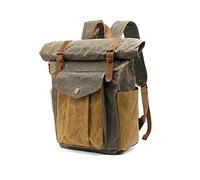 QTYQWC Vintage-Rucksack aus Segeltuch-Leder für Herren, großes Fassungsvermögen, Reiserucksack für Herren-Laptops, Rucksack (Seegrün)