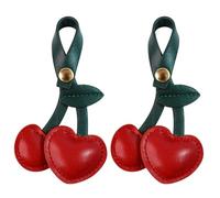 Quadafy Kirschtaschen-Charm, niedlicher Kirsch-Anhänger für Geldbörse, Tasche, Anhänger für Handtaschen, Taschen, Kirsch-Schlüsselanhänger, 2 Stück, 4.5inches X 2.8inches, Kunstleder, PU