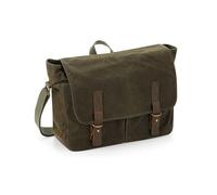 QD653 Quadra HERITAGE gewachste Baumwoll-Canvas Kuriertasche Olive Green 28 x 34 x 12 cm