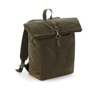 Quadra Rucksack Heritage QD655 gewachster Baumwoll-Canvas 53 x 31 x 14 cm Olivgrün