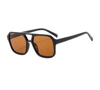 Quadratische Aviation-Sonnenbrille für Damen und Herren, großer Rahmen, Sonnenbrille im Ins-Stil, schwarze Sonnenbrille, UV400-Schutz, Schwarz, Tee