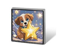 Quadratische Brosche mit Aufschrift "Happy Little Dog", klassische Mini-Anstecknadel, 1,8 cm, Aluminiumlegierung, personalisierbar, für Rucksack, Hut, Anzug, Jacke, Kleidung, Dekoration