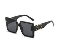 HPIRME Quadratische Buchstabe D Sonnenbrille für Damen Herren Fahren Leopard Sonnenbrille Vintage Männlich Weiblich Brillen, schwarz, Einheitsgröße
