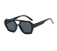 HYYZZC Quadratische Sonnenbrille für Damen und Herren, dicker Rahmen, Doppelsteg, Brillen, Polygon-Sonnenbrille für Damen, Blau, Schwarz, Einheitsgröße
