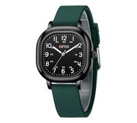 Quadratische Uhren für Damen und Herren, analoge Quarz-Damenuhren mit Silikonband, wasserdicht, Unisex-Uhr, leuchtend, leicht ablesbares Zifferblatt, lässige Damenuhr, Grün, Schwarz, Schwarz