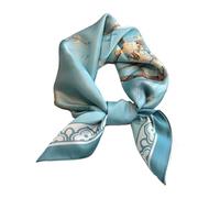 Quadratischer Schal aus 100 % reiner Maulbeerseide, 68,6 x 68,6 cm, Damen-Halstuch, Kopftuch, Blaue Mode, Medium