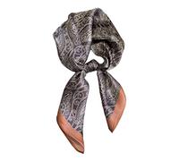 Quadratischer Schal für das Haar, 100 % reine Maulbeerseide, 68,6 x 68,6 cm, Damen-Halstuch, Kopftuch, Schal, Grau / Rosa, Unauffälliges Grau und Rosa, Small