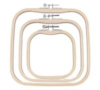 Quadratisches Stickrahmen-Set, Rahmen, Kreuzstich, verstellbar, 20 cm, 16 cm, 12 cm, Größen 3, Schrauben mit Holz, glatt, ideal für Bastelprojekte, Stickereien und Handarbeiten, 3-teilig