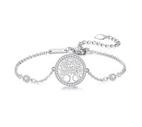 QUADRI Armband Damen Baum des Lebens Symbol mit Zirkonia - Geschenkidee Baum des Lebens Love Armbänder für Weihnachten Geburtstag Valentinstag - Länge 18,30 cm + 2 cm Verlängerungen