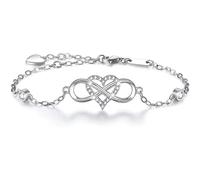 QUADRI Armband Damen Infinity Symbol mit Zirkonia - Geschenkidee Infinity Love Armbänder für Weihnachten Geburtstag Valentinstag - Länge 18,30 cm + 2 cm Verlängerungen