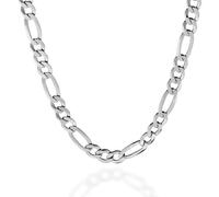 QUADRI - Elegante Halskette (Figaro) für Herren und Frauen aus 925er Echtsilber - Breite 7mm - Länge 51 cm - Kette anlaufgeschützt