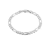 QUADRI - Elegantes Armband in Kette (Figaro) für Männer und Frauen in echtem 925er Silber - Breite 7mm - Länge 21.60 cm - Silberkette Kette anlaufgeschützt - Made in Italy Zertifikat