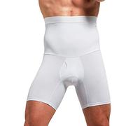 QUAFORT Herren Bauchweg Shorts Hohe Taille Slimming Shapewear Body Shaper Bein Unterwäsche Slips, Weiss/opulenter Garten, Medium