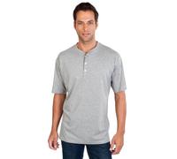 QUALITYSHIRTS Kurzarm Serafino T-Shirt mit Knopfleiste Gr. M Silber