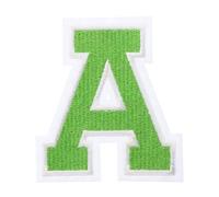 QUARKZMAN 1 Stück Aufnäher zum Aufbügeln mit Buchstaben A, 7.8cm Große Zahlen zum Aufbügeln, Gestickter Patch zum Aufbügeln für Kleidung, Hosen, Hüte, Taschen(Grün）