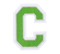 QUARKZMAN 1 Stück Aufnäher zum Aufbügeln mit Buchstaben C, 7.8cm Große Zahlen zum Aufbügeln, Gestickter Patch zum Aufbügeln für Kleidung, Hosen, Hüte, Taschen(Grün）