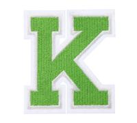 QUARKZMAN 1 Stück Aufnäher zum Aufbügeln mit Buchstaben K, 7.8cm Große Zahlen zum Aufbügeln, Gestickter Patch zum Aufbügeln für Kleidung, Hosen, Hüte, Taschen(Grün）