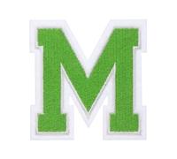 QUARKZMAN 1 Stück Aufnäher zum Aufbügeln mit Buchstaben M, 7.8cm Große Zahlen zum Aufbügeln, Gestickter Patch zum Aufbügeln für Kleidung, Hosen, Hüte, Taschen(Grün）