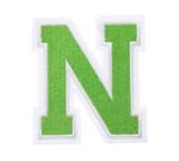 QUARKZMAN 1 Stück Aufnäher zum Aufbügeln mit Buchstaben N, 7.8cm Große Zahlen zum Aufbügeln, Gestickter Patch zum Aufbügeln für Kleidung, Hosen, Hüte, Taschen(Grün）