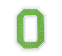 QUARKZMAN 1 Stück Aufnäher zum Aufbügeln mit Buchstaben O, 7.8cm Große Zahlen zum Aufbügeln, Gestickter Patch zum Aufbügeln für Kleidung, Hosen, Hüte, Taschen(Grün）