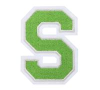 QUARKZMAN 1 Stück Aufnäher zum Aufbügeln mit Buchstaben S, 7.8cm Große Zahlen zum Aufbügeln, Gestickter Patch zum Aufbügeln für Kleidung, Hosen, Hüte, Taschen(Grün）
