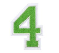 QUARKZMAN 1 Stück Aufnäher zum Aufbügeln mit Zahlen 4, 7.8cm Große Zahlen zum Aufbügeln, Gestickter Patch zum Aufbügeln für Kleidung, Hosen, Hüte, Taschen(Grün）