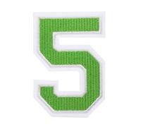 QUARKZMAN 1 Stück Aufnäher zum Aufbügeln mit Zahlen 5, 7.8cm Große Zahlen zum Aufbügeln, Gestickter Patch zum Aufbügeln für Kleidung, Hosen, Hüte, Taschen(Grün）