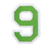 QUARKZMAN 1 Stück Aufnäher zum Aufbügeln mit Zahlen 9, 7.8cm Große Zahlen zum Aufbügeln, Gestickter Patch zum Aufbügeln für Kleidung, Hosen, Hüte, Taschen(Grün）